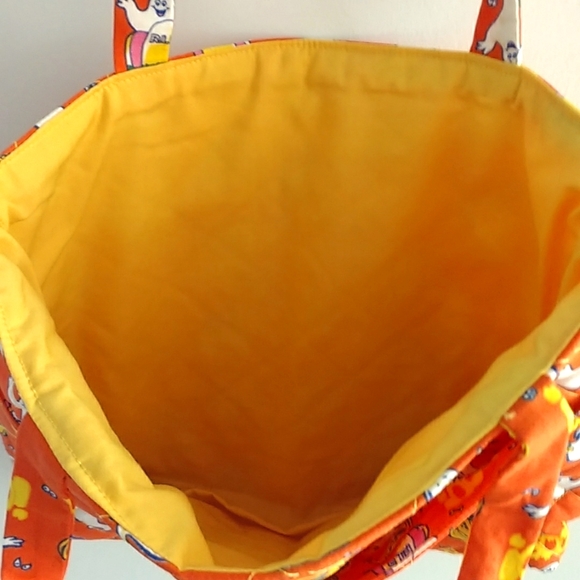 Hand Crafted Halloween Ghost Print Tote Bag with two front pockets - Picture 3 of 4